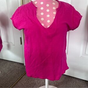 NATURAL LIFE Fuchsia Short Sleeve V-Neck Tee